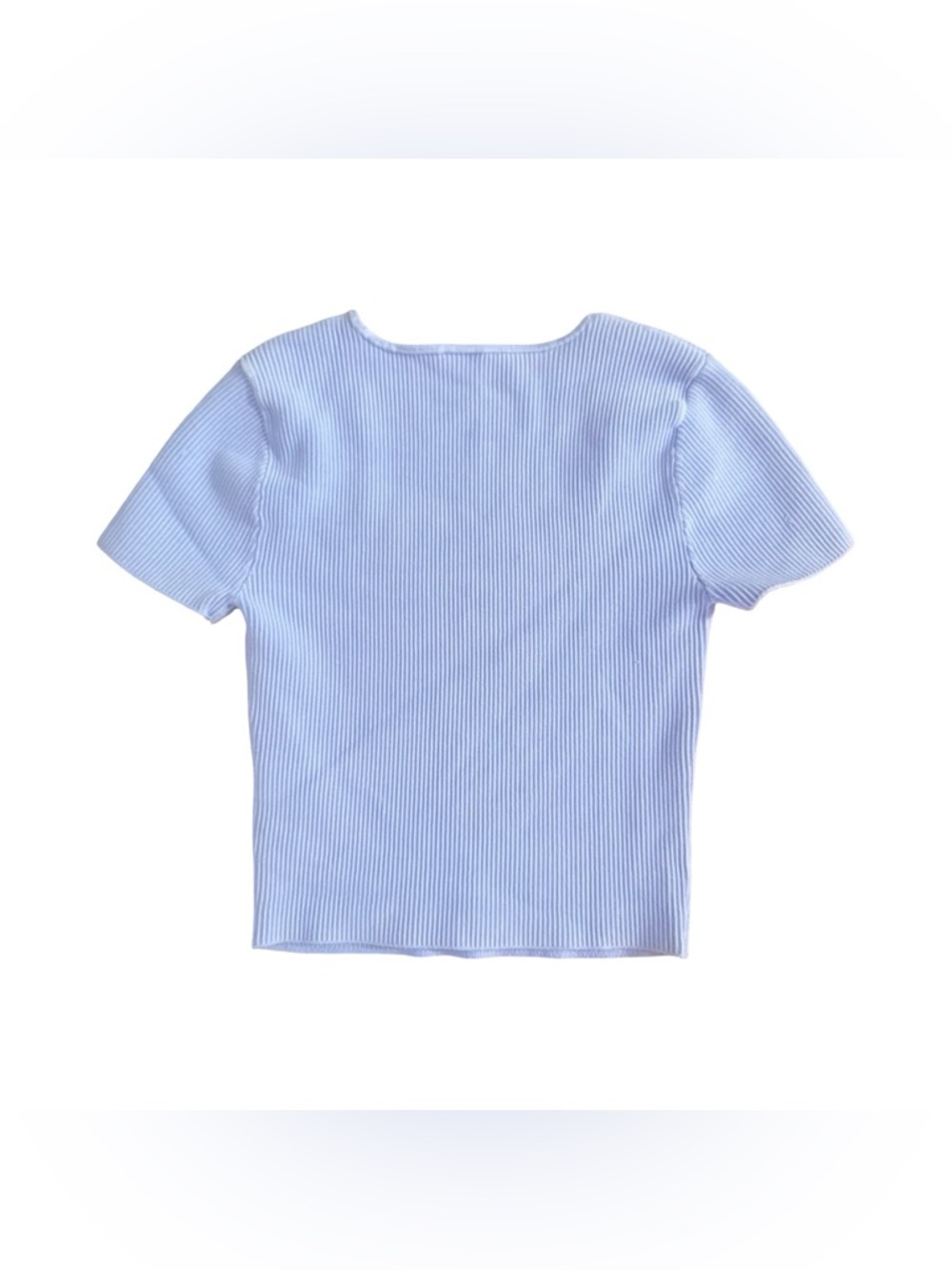 Abercrombie & Fitch Ribbed Square Neck Short Sleeve Top - Light Periwinkle - Picture 2 of 4